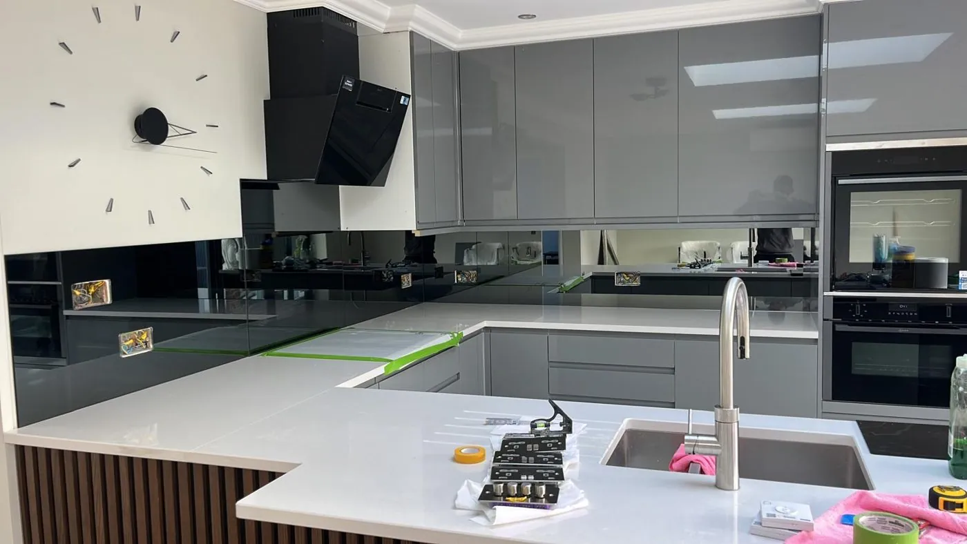 Bespoke glass kitchen splashback